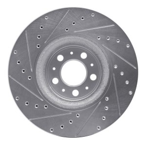 Volvo XC90 Brake Rotor (1) - Front Right - R1 Concepts - Drilled & Slotted - Silver - `03-`09
